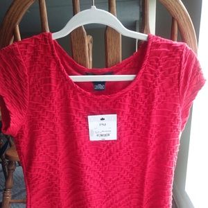 Red Textured Knit Blouse